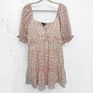 Trixxi Ivory & Pink Floral Smocked Dress Size XL – New With Tags